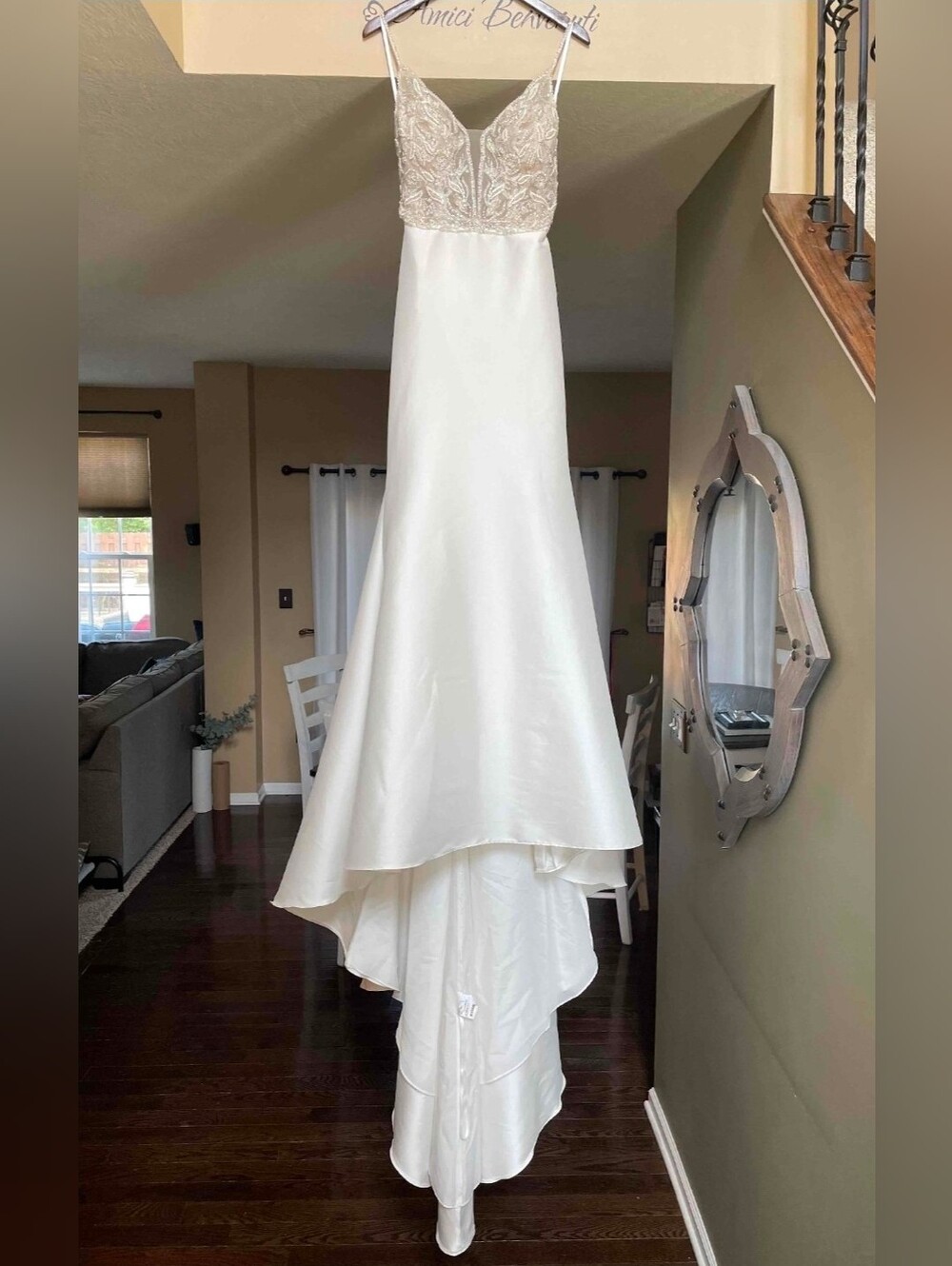 Justin Alexander 99123 Ivory Satin & Lace Bridal Gown SIze 14 Nwt